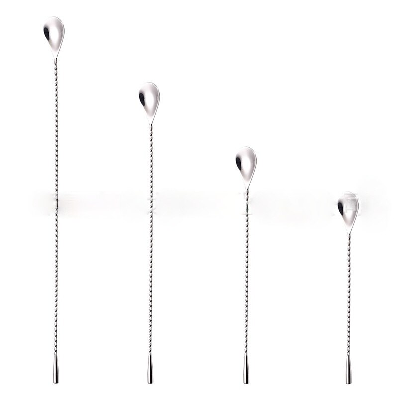 304 Stainless Steel Cocktail Bar Spiral Pattern Drink Shaker Muddler Stirrer Twisted Mixing Spoon Kitchen tableware Bar Tools