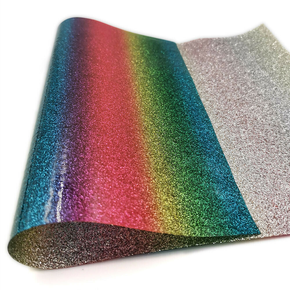 Schillernden Regenbogen Feine Glitter Stoff Sparkle Faux Leder Vinyl Handwerk Nähen Material Bögen, Der Decor DIY
