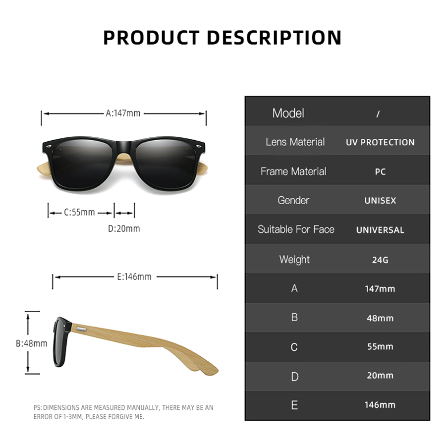 Mode Bamboe Hout Vintage Vierkante Zonnebril Mannen Vrouwen Luxe Zonnebril Houten Rijden Vissen Uv400 Brillen