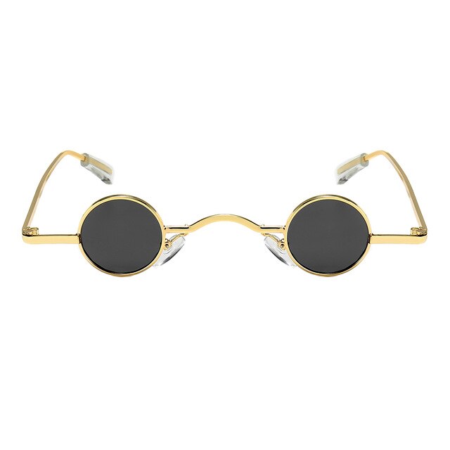 1pc retro  uv400 mini zonnebrillen rond heren metalen legering montuur hars lenzen goud zwart rood kleine ronde montuur zonnebril: Grijs