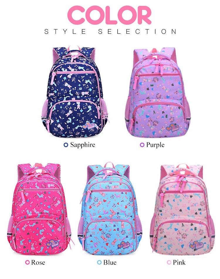 Sacs d'école primaire pour filles, sac à dos mignon, confortables, sacoche pour livres imperméables avec large bande d'épaule