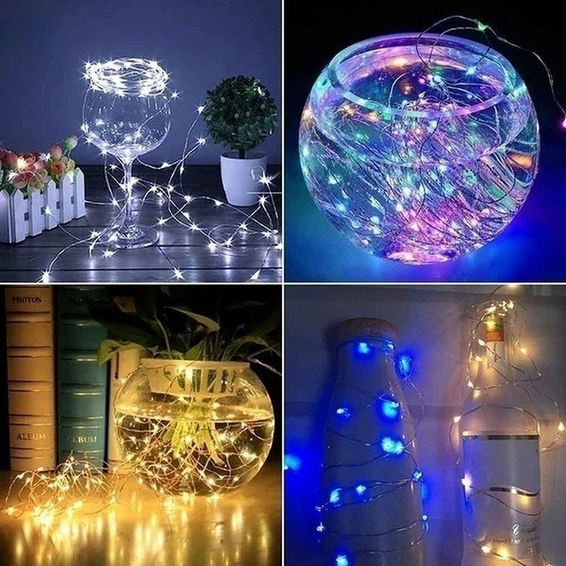 Guirnaldas de luces LED con botón de cadena, luz con batería, decoración del hogar, sala de estar, dormitorio, jardín, Navidad, boda, adorno de Año