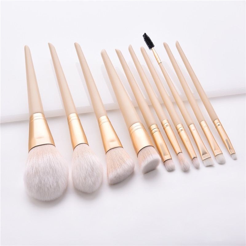 10 stk/sett sminke børster sett rødme fundament concealer øyenskygge applikator flamme mikro børste pinceau glad de teint  t10167
