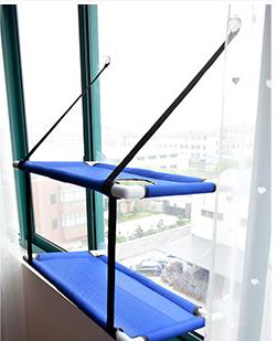 Chat hamac lit fenêtre pour animaux de compagnie perche siège monté étagère lit suspendu avec ventouses chats Kitty canapé se prélasser lit chats fenêtre balançoire: 2 Layer-Blue