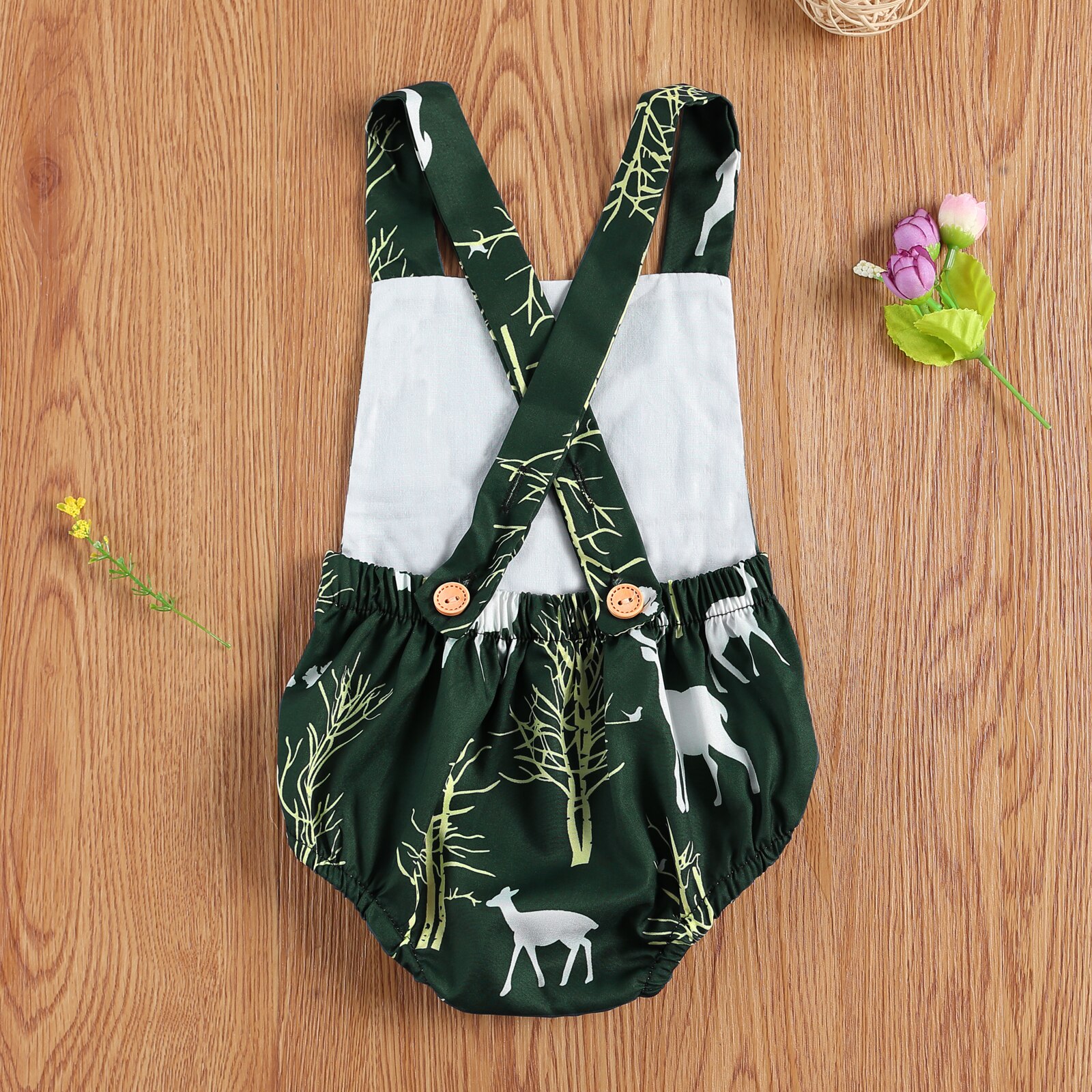 Christmas Baby Boy Girl Christmas Sleeveless Reindeer Print Short Pants Vest Romper