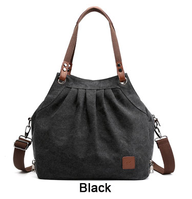 Piler Women Bag Canvas Tote Purses and Handbags Shoulder Bag Bowling Ladies Hand Bag Women Handbags Bucket Canvas Bag: Black