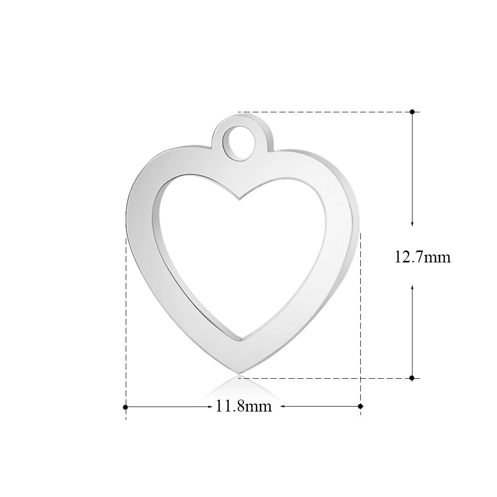 10 Pieces Love Heart Charm 100% Stainless Steel AAAAA Pendants High Polished DIY Jewelry Finding Pendant