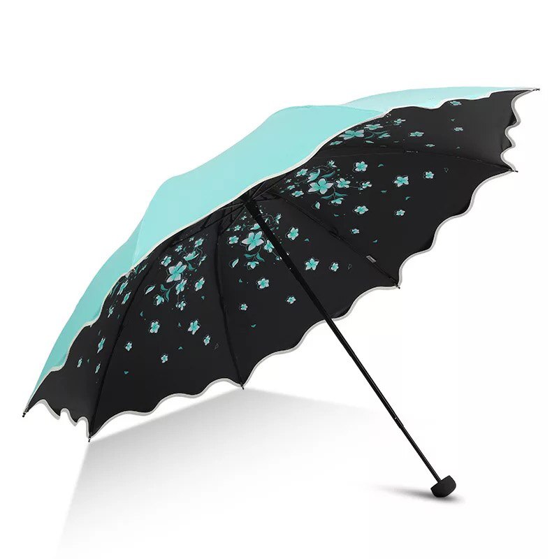 Mærke blomster paraply til kvinder folde pige parasol sol bærbar stærkt regn kvindelig sol uv klare paraplyer lys: Lysegrøn