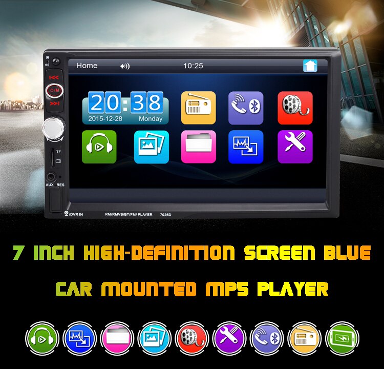 2 DIN 7 inch car MP5 player 7025D Rear View Camera Handsfree screen system Radio MP3/WMA/WAV/MKV/FLAC/OGG/APE HD