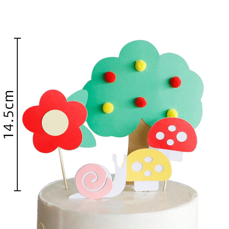 Princess Girl Happy Birthday Cake Topper Soft pottery Tree Insert Decor Apple tree Mushroom Cabin Baking Cakes Decoration: 8