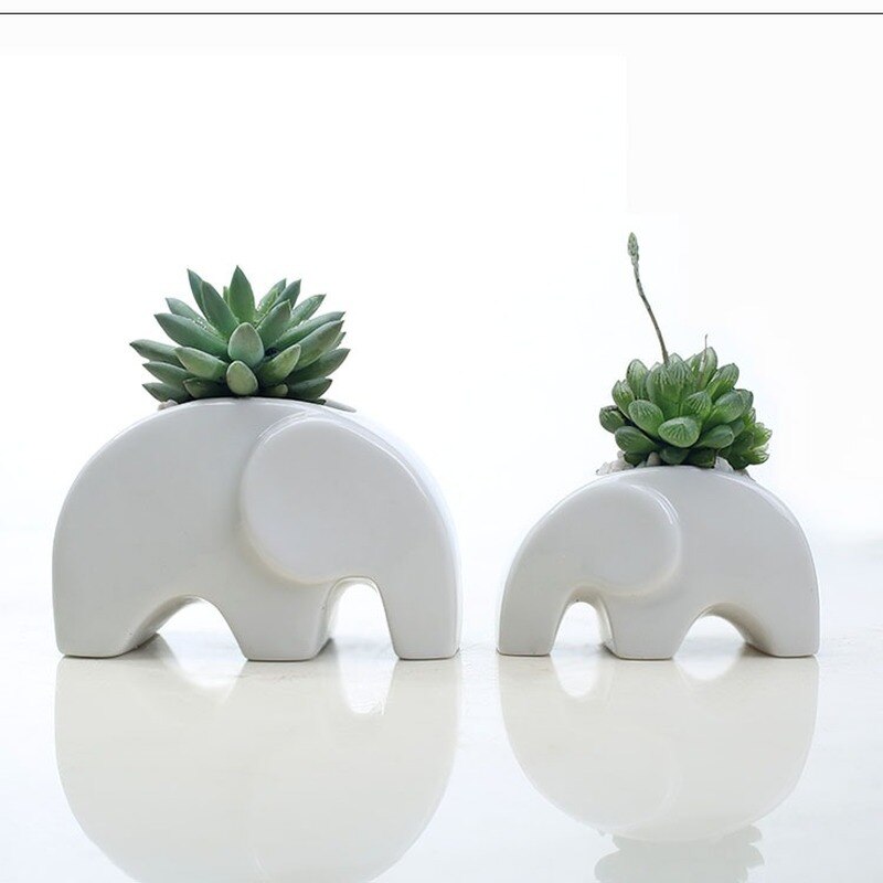 einstellen von 2 stück Elefanten förmigen keramik blumentopf Mini elefant porzellan blume pflanze topf für Schreibtisch Heimat Garten dekoration