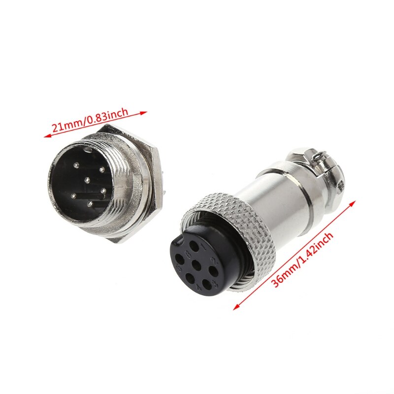 GX16 Stecker männlich & weiblich Draht Tafel Metall Stecker 2/3/4/5/6/8/9 Stift 16mm: 6 Stift