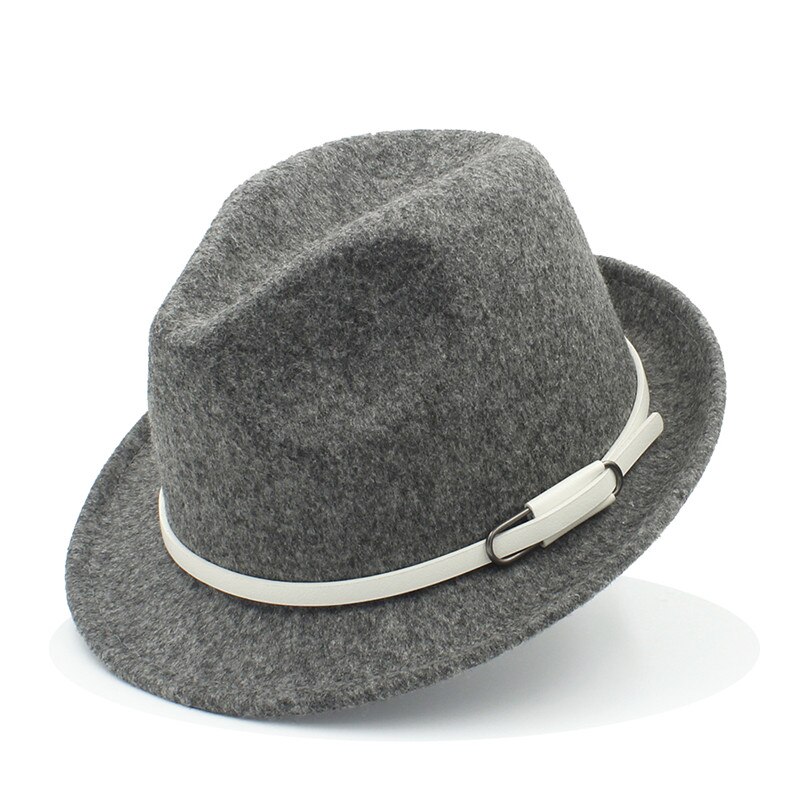 Women Men Wool Fedora Hat Winter Autumn Lady Trilby Homburg Church Derby Jazz Caps Size 56-58CM: Grey