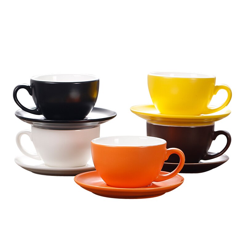 150ml dicken körper keramik kaffee tasse und untertasse für flache weiß