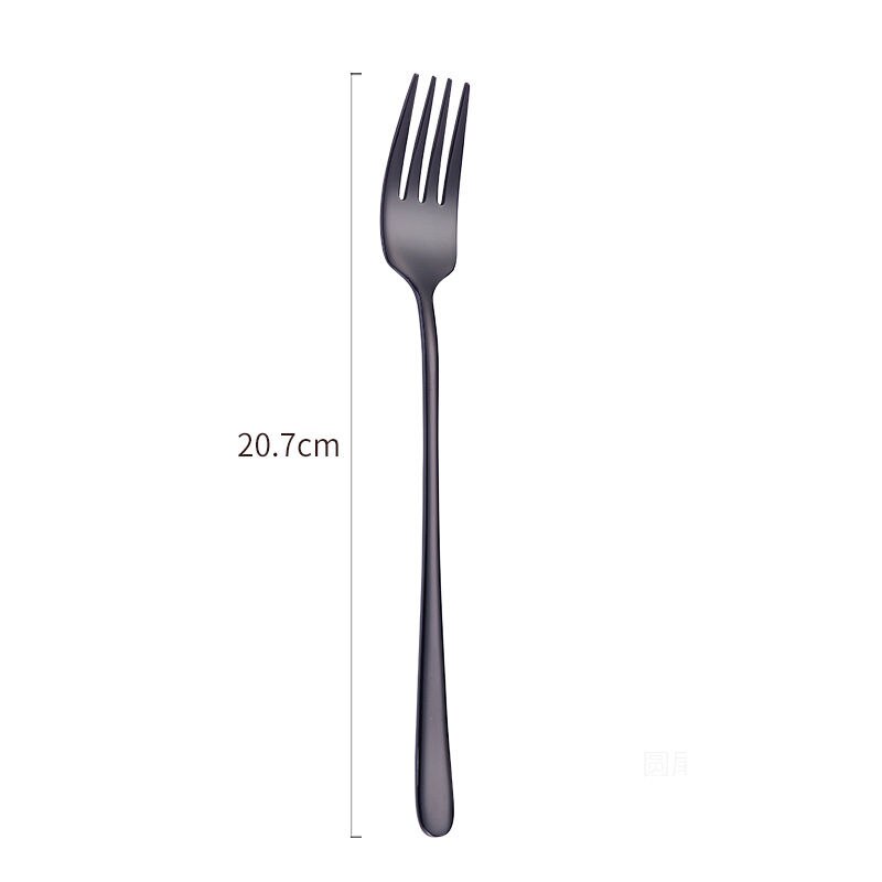 Vacclo 304 Stainless Steel Dinner Fork Tableware Gold-Plated Magic Fork Colourful Dessert Fork With Long Handle Drinking Tools: black