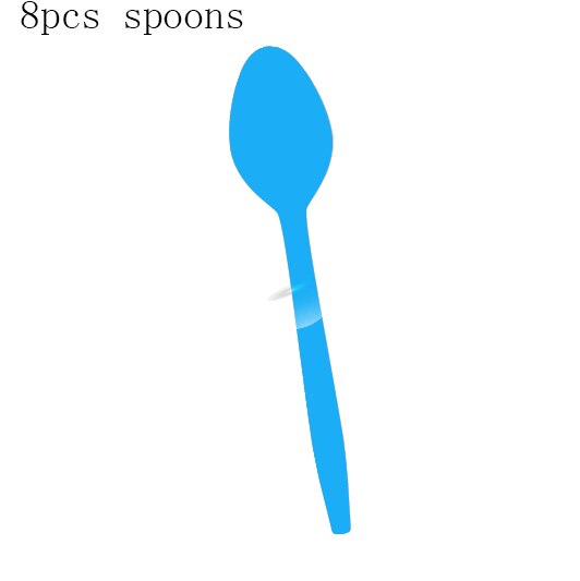 25Pcs Hawaii Summer Time Swimming Pool Fruit Happy Birthday Party Paper Photo Booth Props Kids Baby Shower Party Decorations: blue spoons-8pcs