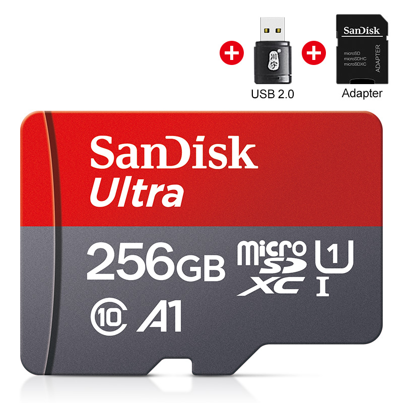 Carte mémoire Micro SD TF/SDCard 32 go 64 go 256 go 512 go 120 M/S Class10 UHS-1 Flash Ultra 128 go caméra/téléphone pour lecteur de carte/adaptateur: 256 GO