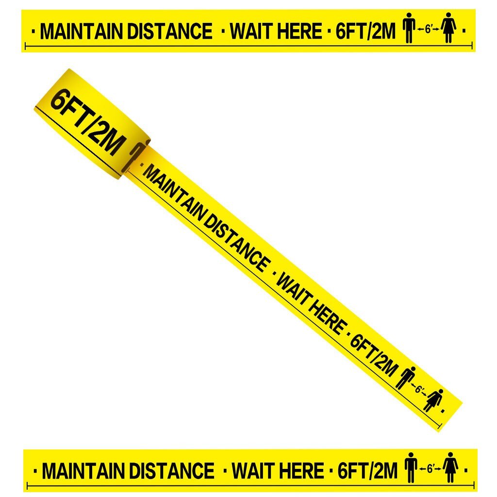 Yellow color warning signs safety tape safety warning tape warning tape, barrier warning tape Social Safe Distancing Floor Tape