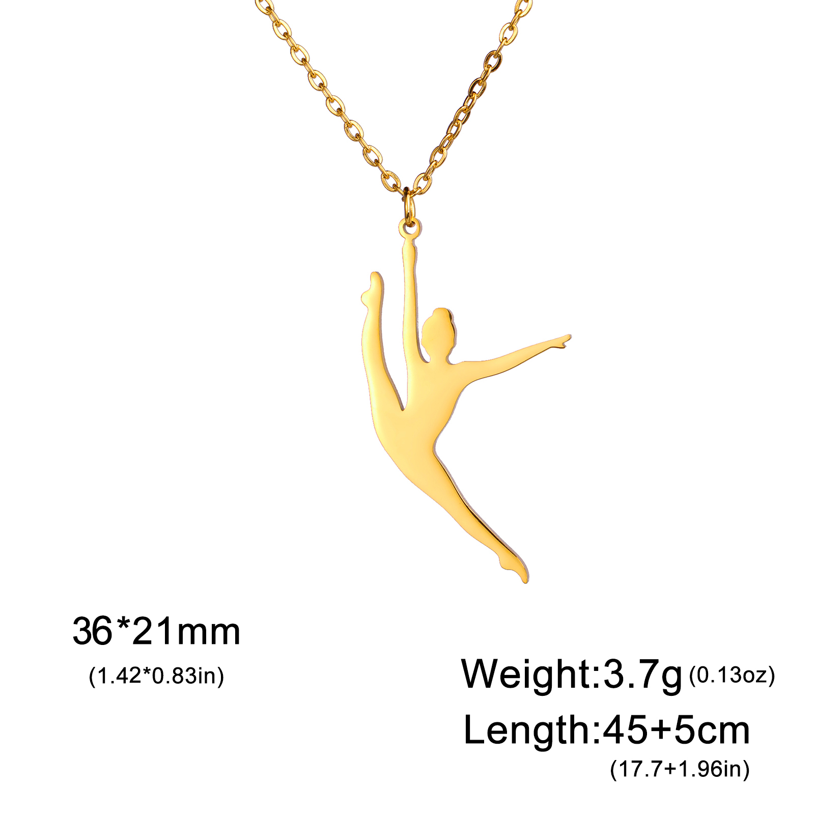Teamer Gymnastics Necklace for Women Girls Sports Pendant Stainless Steel Jewelry Dancer Gymnast Birthday: Pure Gold Color