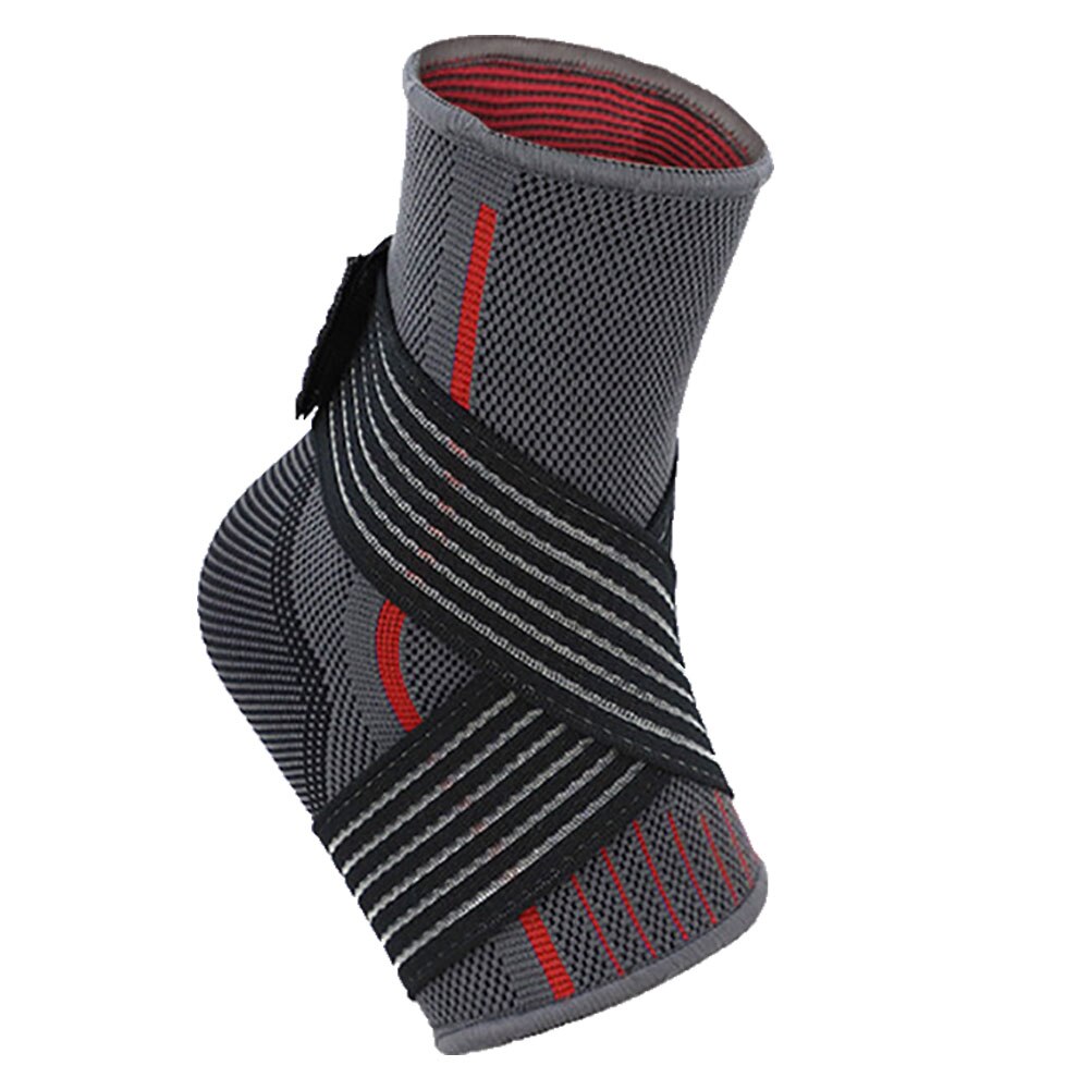 1Pc Voetbal Basketbal Compressie Enkelbrace Elastische Band Ondersteuning Protector: Rood / L