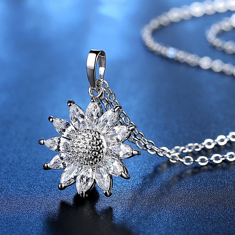 Collana con ciondolo girasole in acciaio inossidabile per donna collana Color oro argento con ciondolo fiore margherita collana girocollo gioielli da sposa ragazza