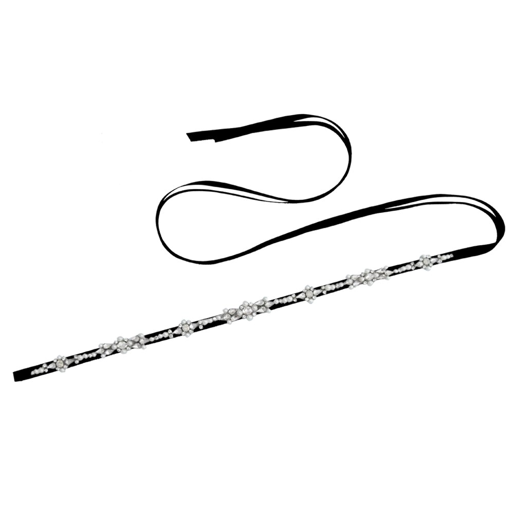 Cinturón para vestido de novia cinturón con cuentas para vestidos cinturones con estrás de perlas para Mujer Accesorios nupciales Braut Hochzeitsgürtel S488: Black