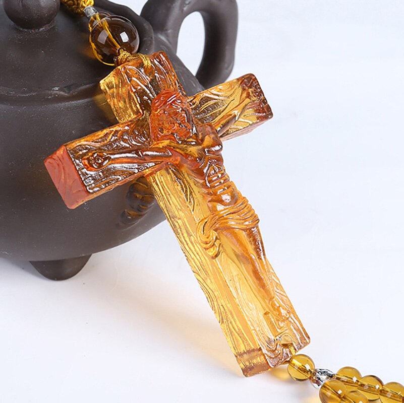 Huis versieren Christendom Jezus Christus ornament crucifix cross opknoping: Oranje