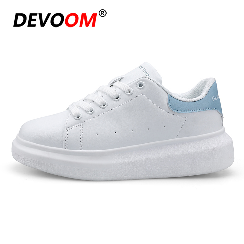Chaussures De Skateboard blanches pour femmes, chaussures De Skateboard en toile , espadrilles décontractées: white blue / 7