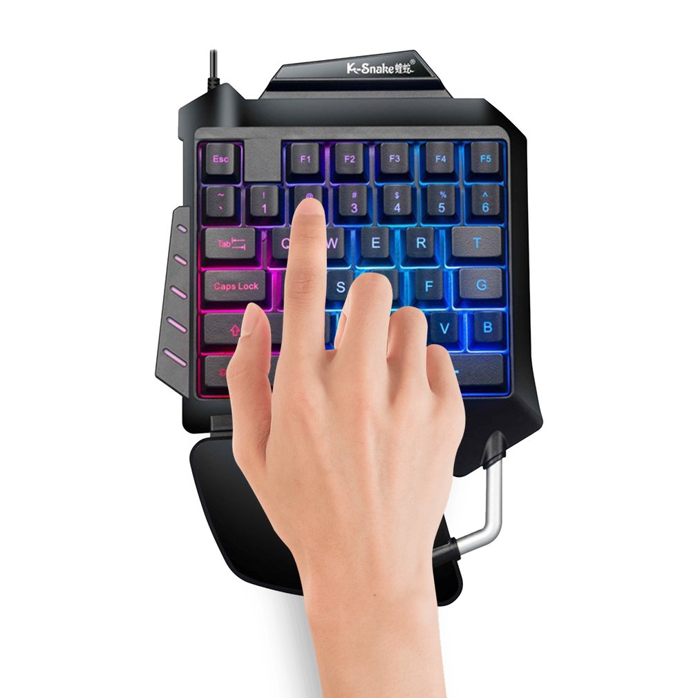 One Hand Mechanical Gaming Keyboard RGB Backlit Portable Mini Gaming Keyboard Game Controller For PC For PS4 Xbox Gamer