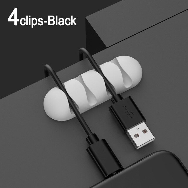 Office Desktop Telefoon Kabel Organizer Clips Onder Tafel Siliconen Usb Kabelhaspel Beheer Clips Mouse Oortelefoon Kabel Houder: 4 clips White