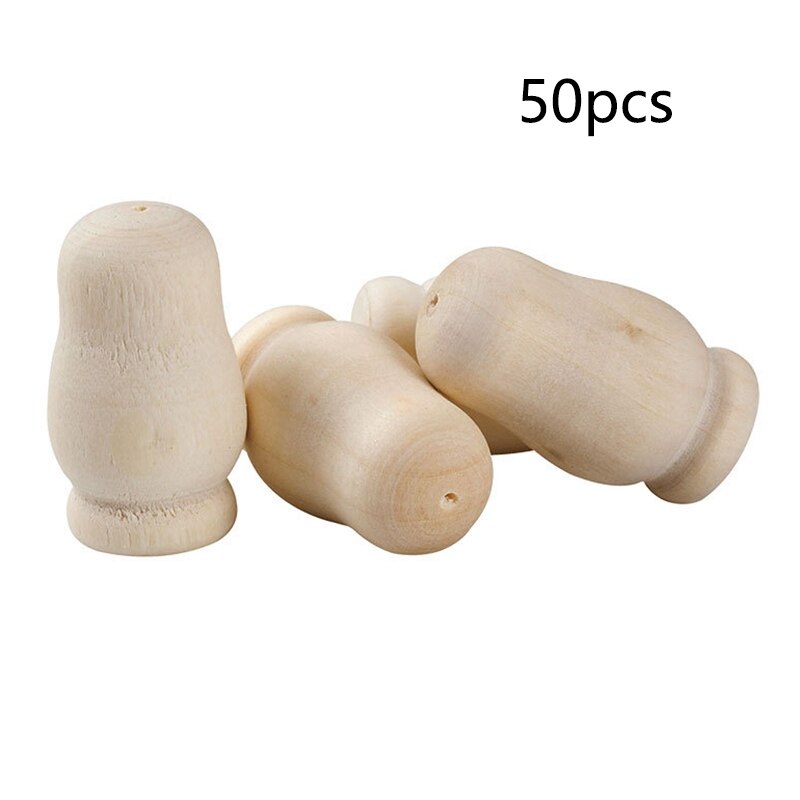 50 st 26mm naturliga färger träpinnar dockor leksak massivt lövträ oavslutade manuella målningsdockor gör-det-själv konsthantverk