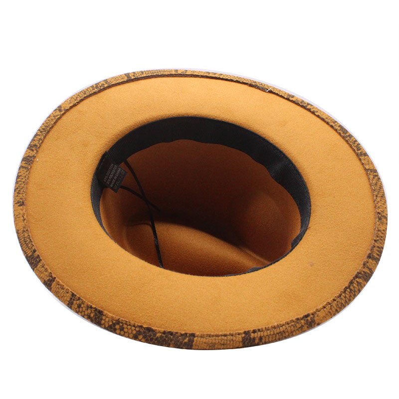 Seioum Autumn Winter Snake Pattern Jazz Fedora Hats Wool Felt Cap Wide Brim Chapeu Panama Party Formal Hat for Men Women