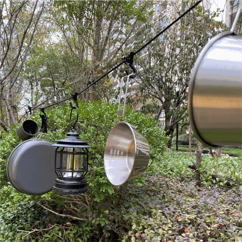 652d 5m utdragbara tvättlinor vindtäta rep tvättlina med 7 klämmor för camping