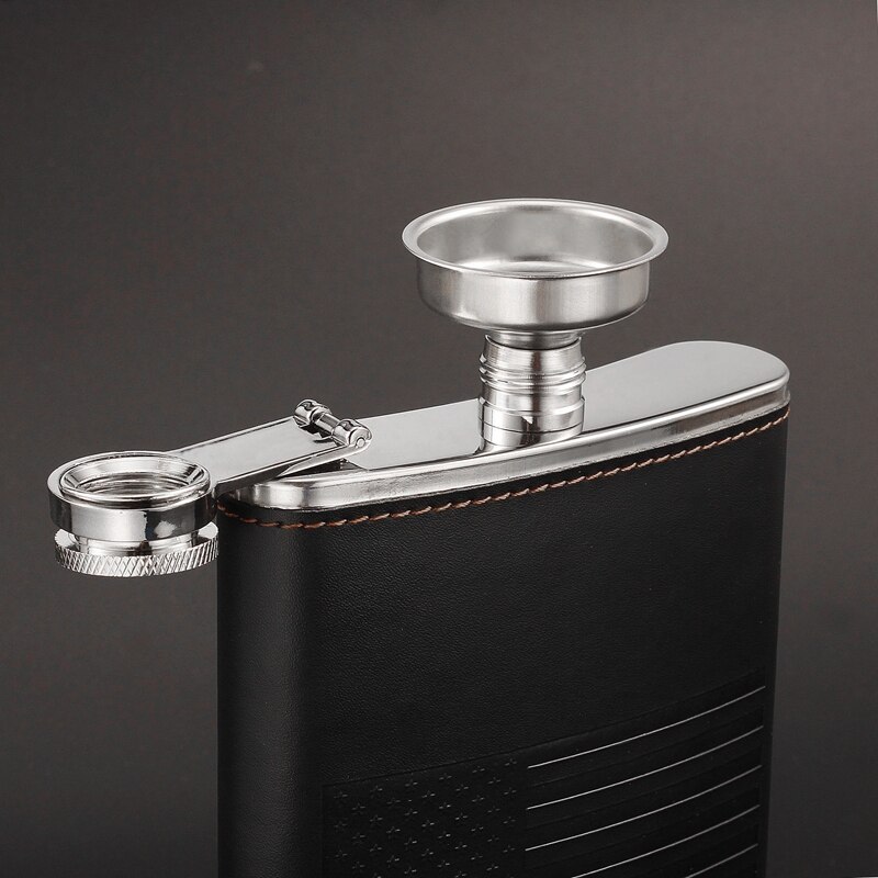 GENNISSY 9oz Leather Hip Flask Set Outdoor Portable Stainless Steel Drink Hip Flasks For Whiskey/Brandy/Cocktail/ Men Set