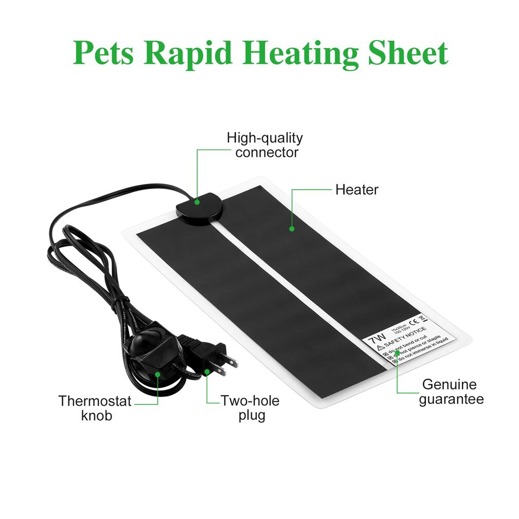 110V 7W Huisdieren Rapid Verwarming Vel Reptile Crawler Waterdichte Temperatuur Verwarming Pad Warmer Mat Met Temperatuurregelaar