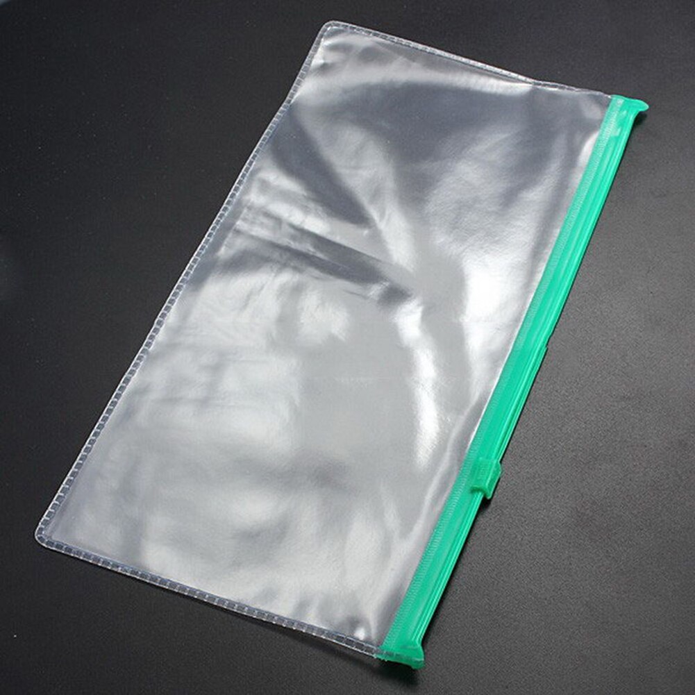 2Pcs Clear Portable Waterproof Filing Bag Zip Folder Pencil Pen Case Bag Pouch