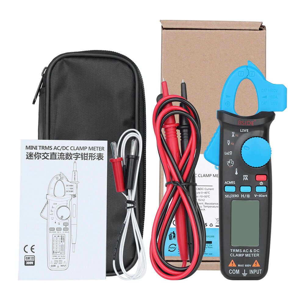 BSIDE ACM91 Digitale Multimeter Auto Range Stroomtang Ampèremeter AC DC Voltmeter Tester Stroomtang Draagbare Meter Thuis Tester