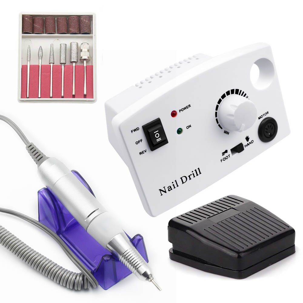 Ponceuse pour ongles, appareil pour poncer, machine et accessoire avec fraiseur et lime à ongle électrique pour manucure, 3 couleurs, 35000RPM: White / LES USA