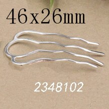 5 pz/lotto Retro 4 Denti del Pettine Dei Capelli Accessori In Argento di Colore Della Forcella Dei Capelli di Usura Dell'annata Barrette Risultati Dei Monili: Silver 46x26mm