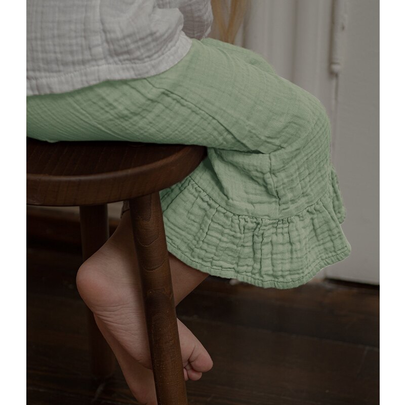 Pantalones acampanados 100% de algodón para niña, pantalón informal de Color liso y cómodo hasta el tobillo, novedad de verano, TZ68