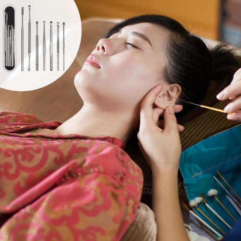 1/7 Uds. Juego de recolectores de cera de oído removedor de cera de acero inoxidable Curette limpiador de pico de oído limpiador de cuchara cuidado de oído herramienta de limpieza
