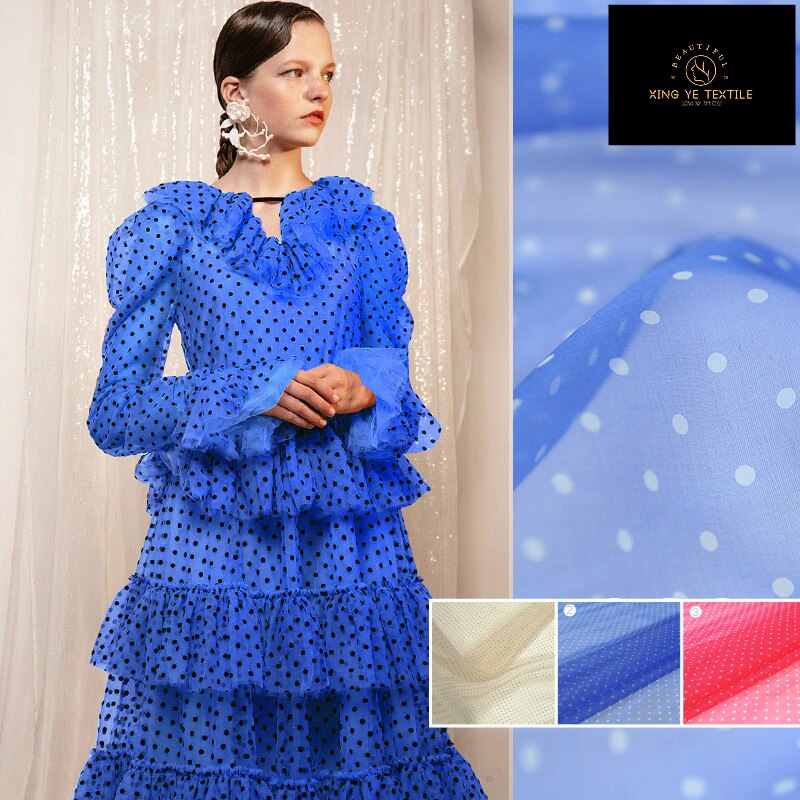 100% natural mulberry silk organza yarn fabric cloth per meter 6mm printed see-through clothing wedding fabric for dress