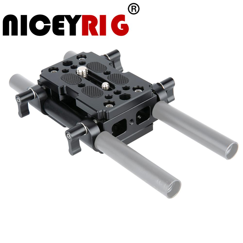 NICEYRIG-placa Base para cámara DSLR, 15mm, placa de aluminio, Kit de placa de queso DIY, equipo de hombro, 15mm, varilla, riel DSLR, placa Base 1/4 "3/8"