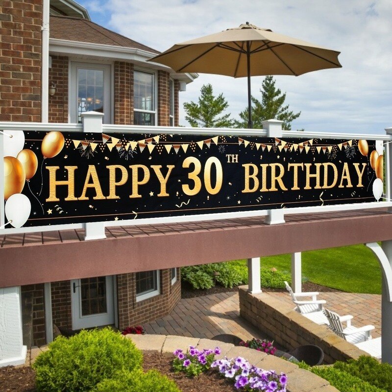 Large Size Birthday Banner Birthday Party Decoration 30 40 50 60 70 80Years DIY Birthday Background Banner Hanging Flag 210x50cm