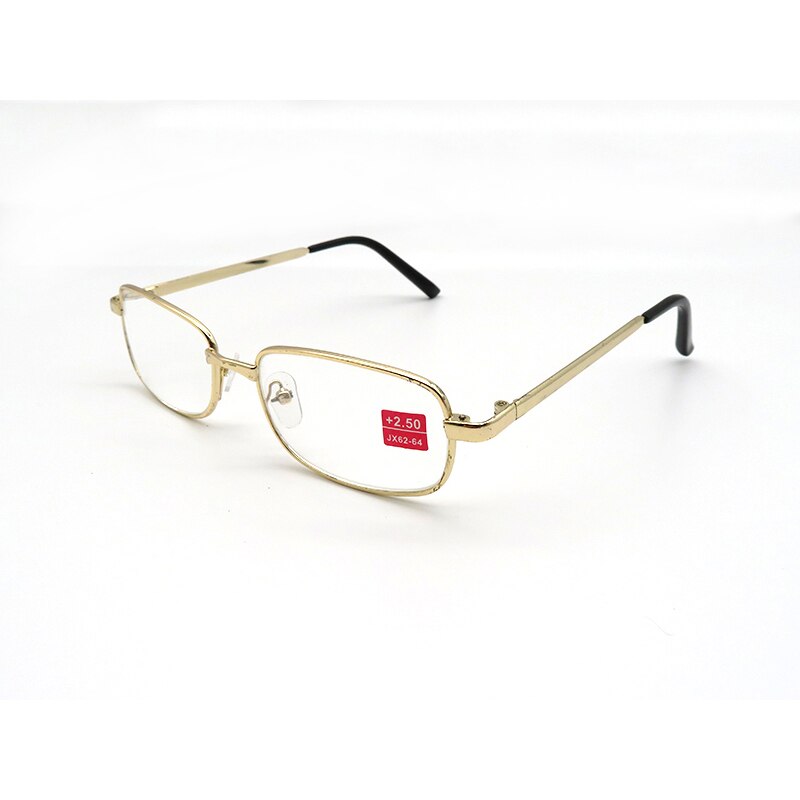Unisex goedkope metalen leesbril vergrootglas dames heren rechthoek legering presbyopie bril goud hyperopie bril  +1.0 ~ +4.0: +250