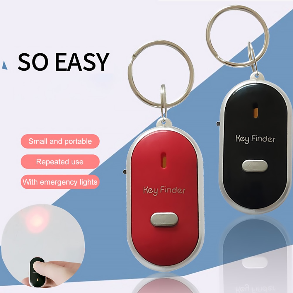 Portable Size Keychain Old People Anti-Lost Alarm Key Finder Wireless Useful Whistle Sound LED Light Locator Finder Keychaing