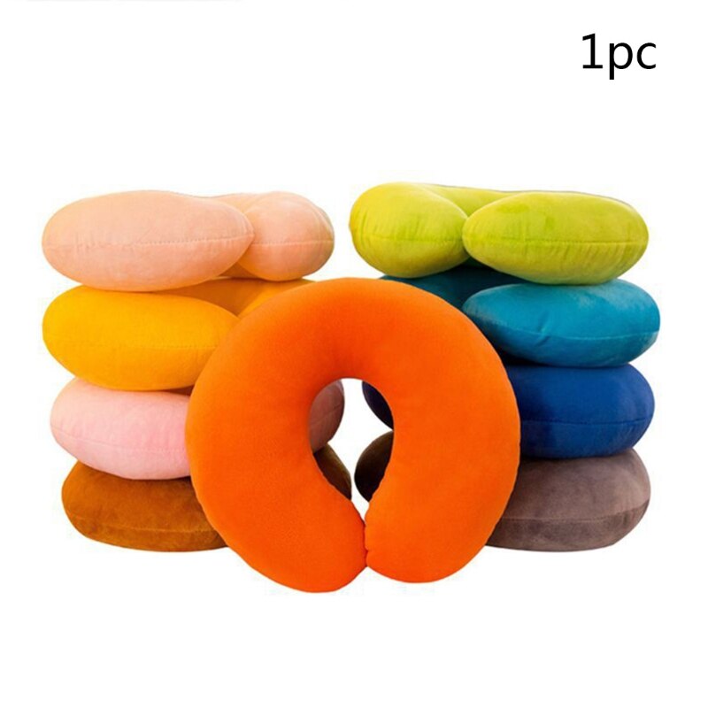 GXMA 30x28cm Soft U-Shaped Neck Protection Pillow Office Sleep Nap Cushion Travel Car Train Head Support Solid Color: Random color without