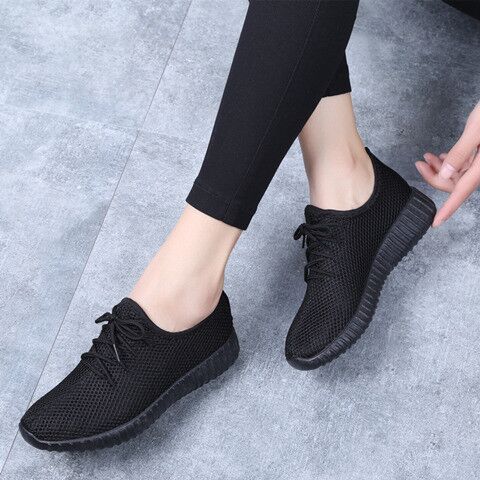 Lente Herfst Vrouwen Mode Tennis Schoenen Air Mesh Ondiepe Comfort Licht Soft Loafers Schoenen Gymschoenen Size 35-41: Black / 10
