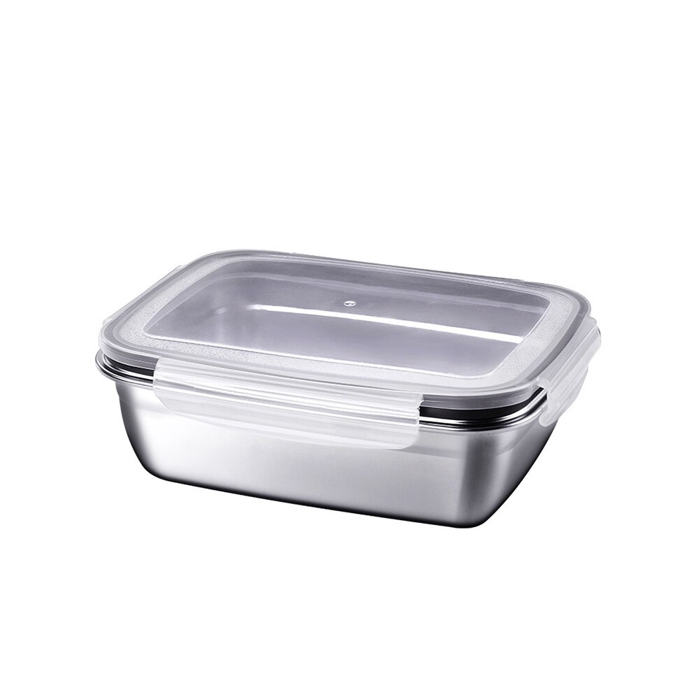 Large Capacity Stainless Steel Fresh-Keeping Box Well Sealed Crisper With T6ransparent Buckle Lid