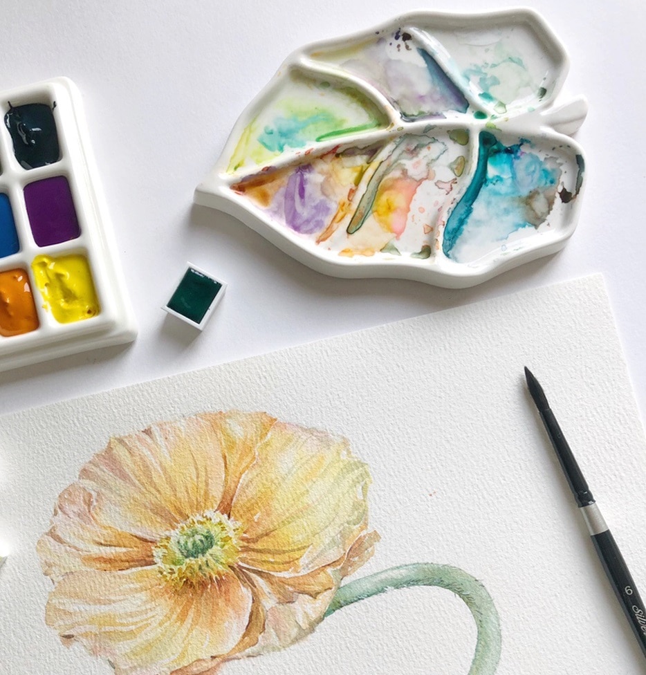 Blad-Vormige Keramische Palet, Aquarel Palet, Te Reinigen, Kunstenaar Schilderij Gereedschap, Verf Lade